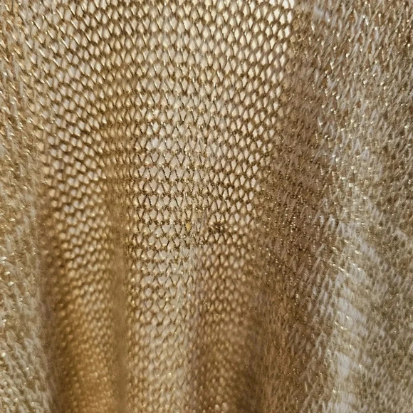Loft Golden Metallic Crew Sweater Knit Beige Yellow Rayon size XL - Picture 8 of 9